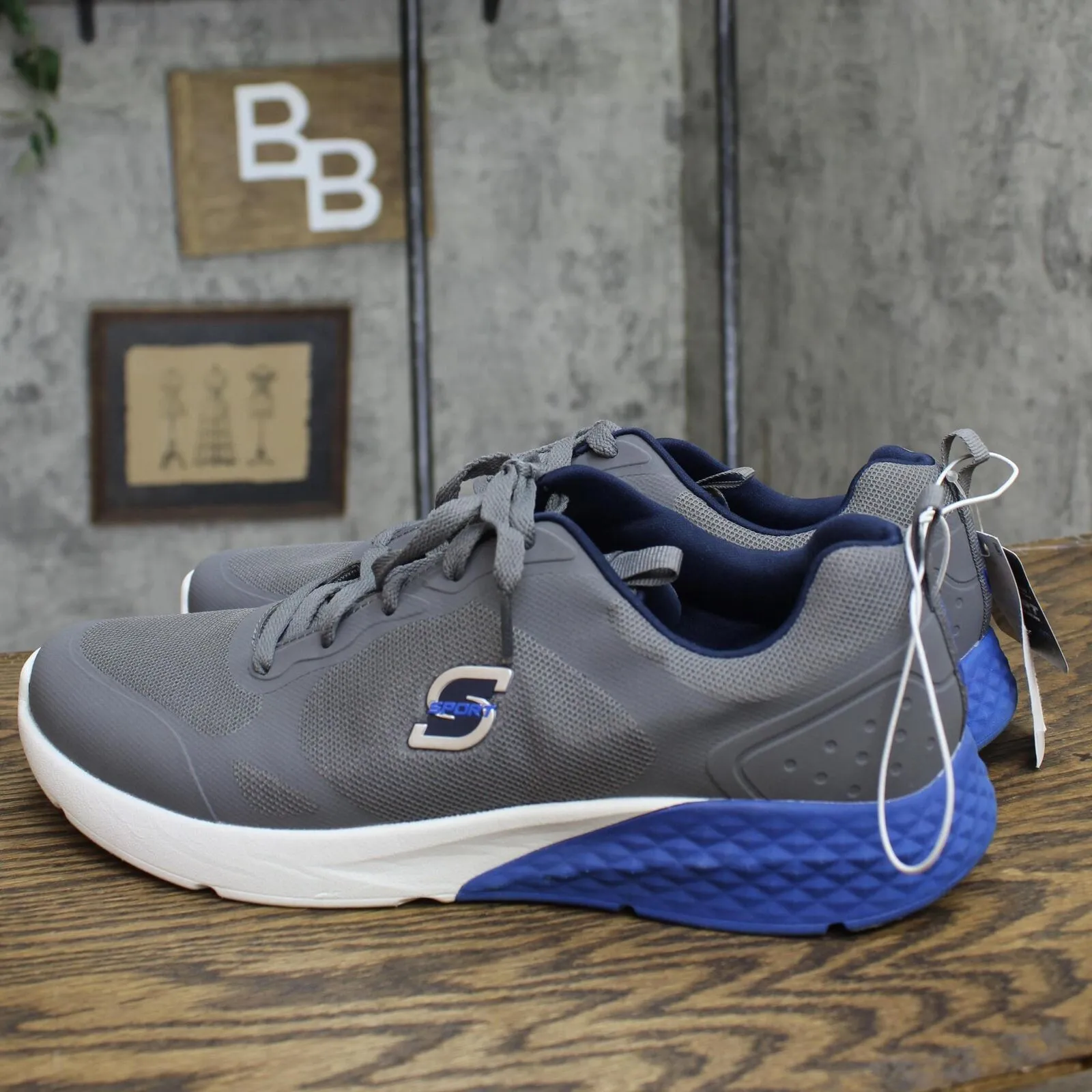 S Sport By Skechers Mens Troy Lace up Sneakers 88421364 Gray / Blue 11.5