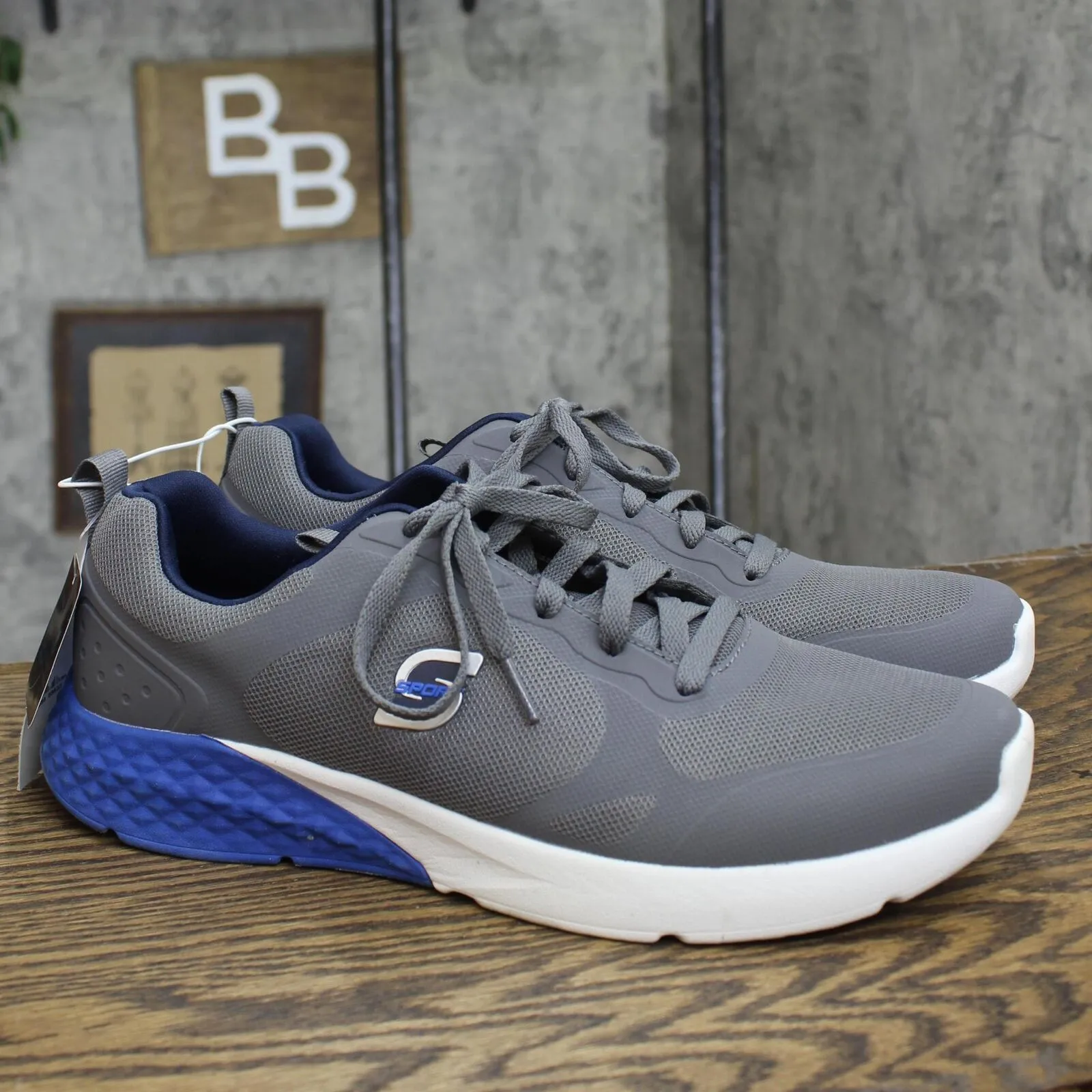 S Sport By Skechers Mens Troy Lace up Sneakers 88421364 Gray / Blue 11.5