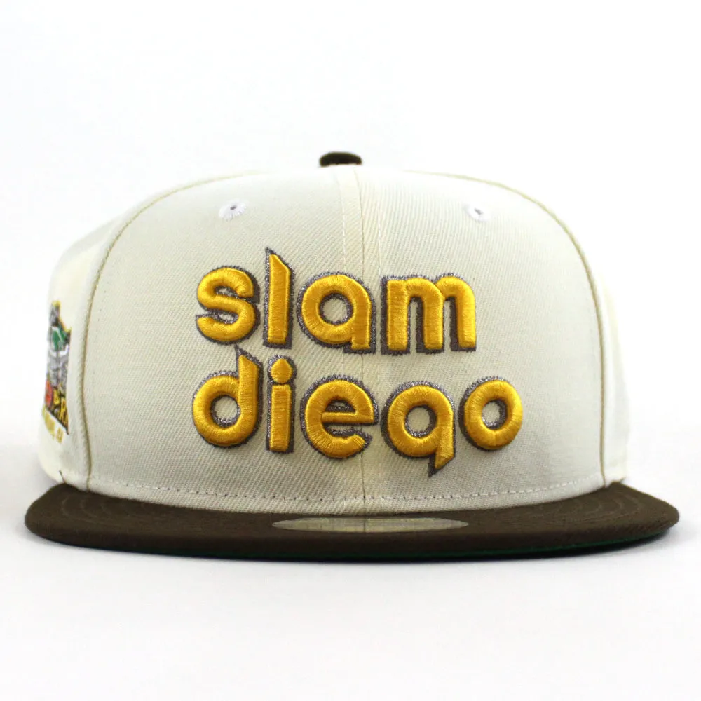 San Diego Padres (Slam Diego) Petco Park New Era 59Fifty Fitted Hat (Chrome White Walnut Green Under Brim)