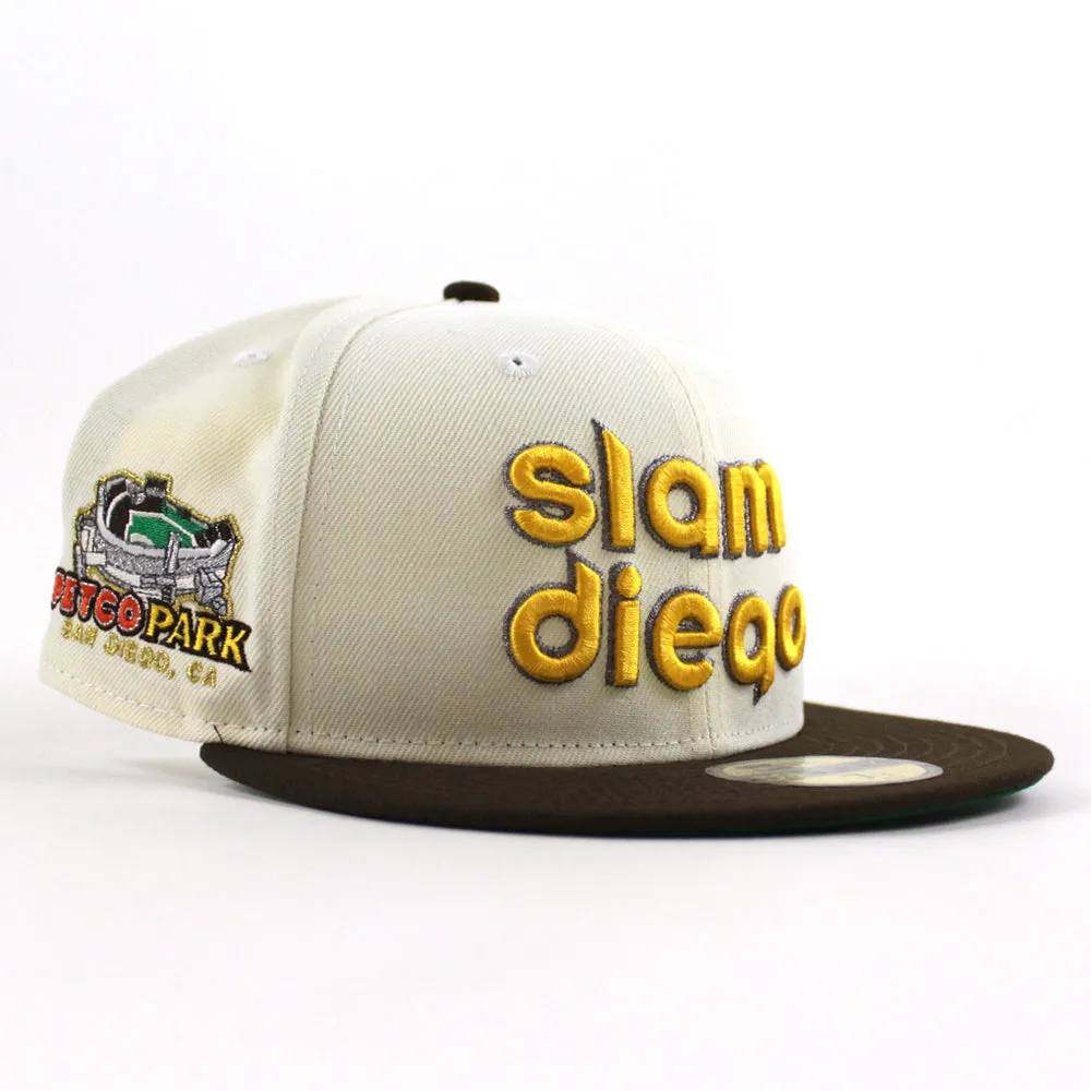 San Diego Padres (Slam Diego) Petco Park New Era 59Fifty Fitted Hat (Chrome White Walnut Green Under Brim)