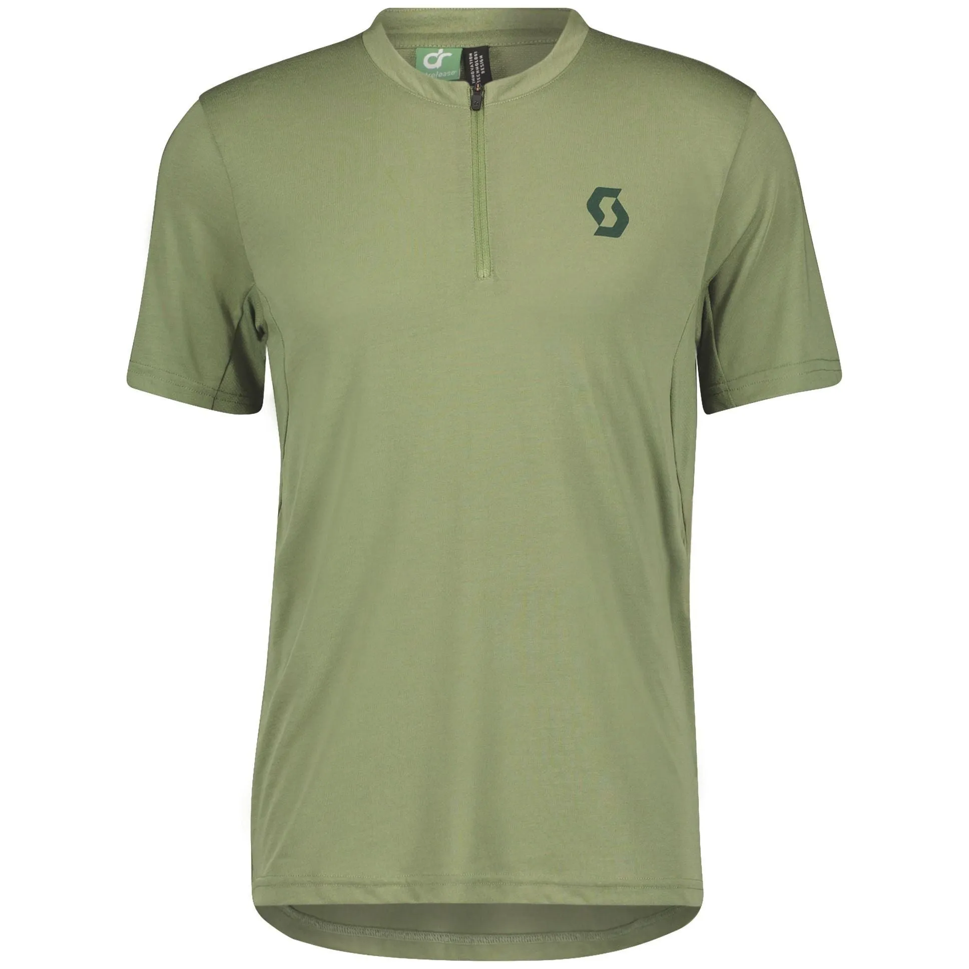 Scott Trail Flow Dri Zip Short Sleeve Mens Cycling Jersey - Green