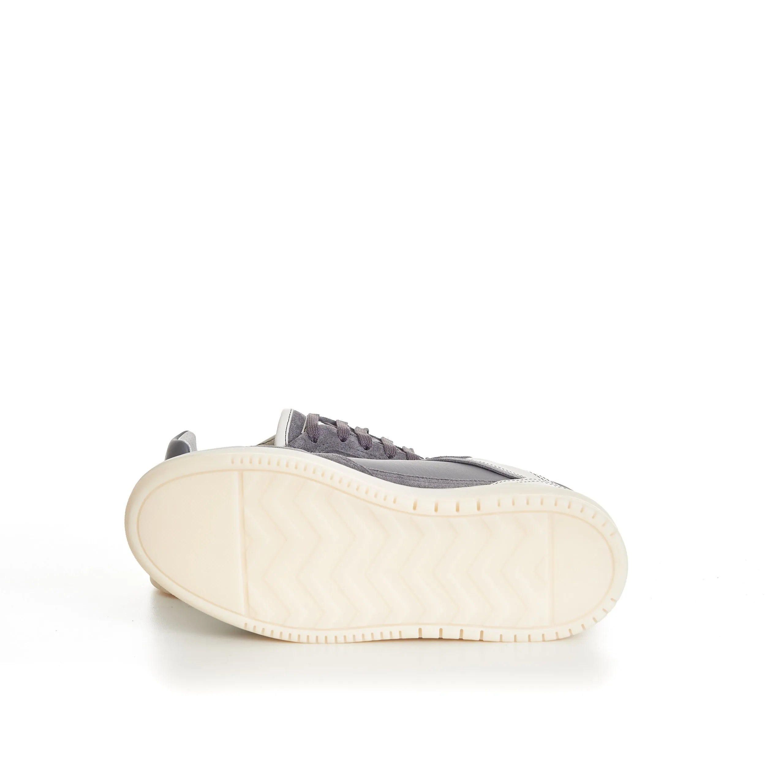 Semi-Polished Calfskin And Washed Suede Basket Sneakers
