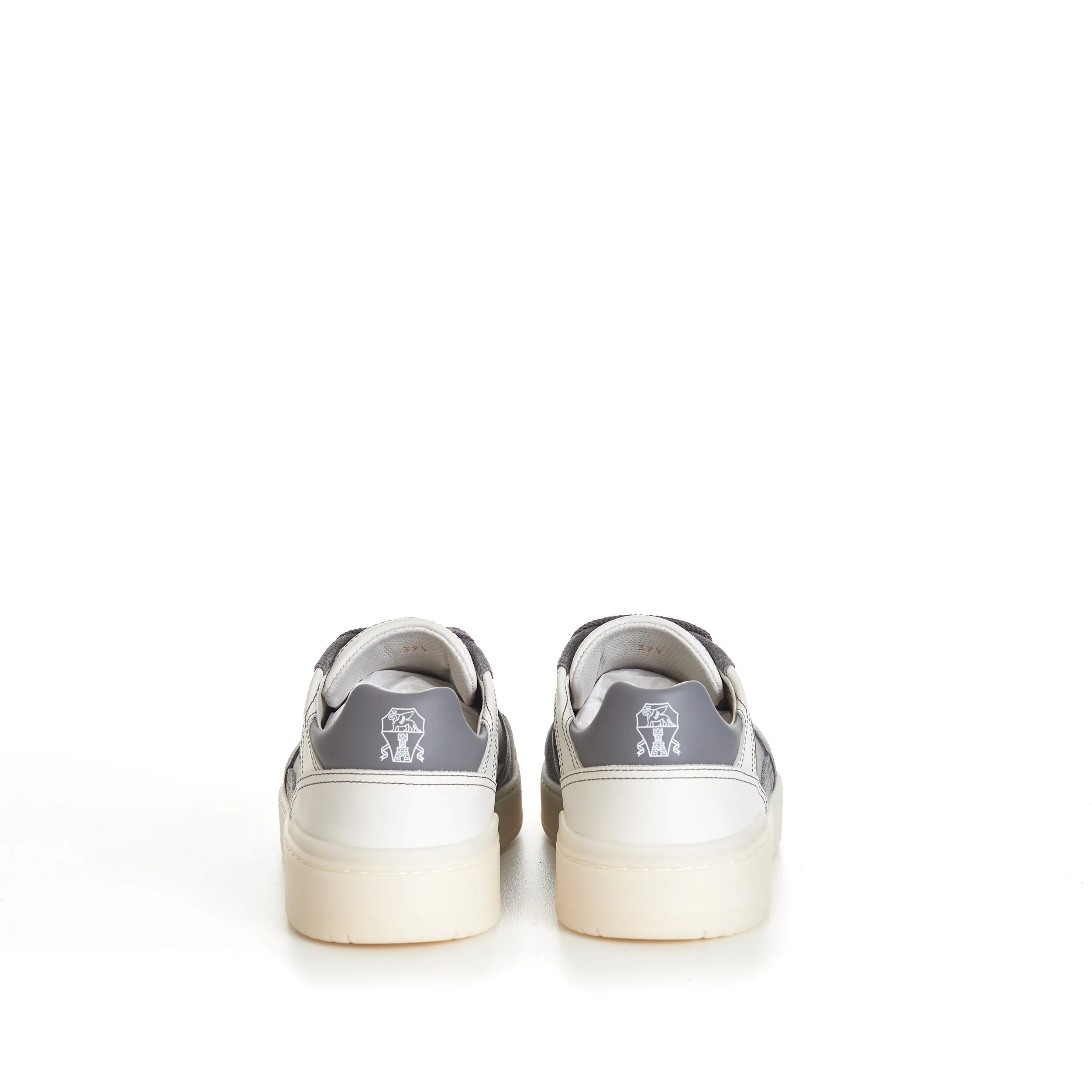Semi-Polished Calfskin And Washed Suede Basket Sneakers