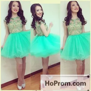 Sequins Green Cap Sleeve Prom Dresses Homecoming Dresses