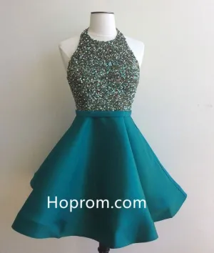 Sequins Strapless Homecoming Dresses, Green Halter Homecoming Dress