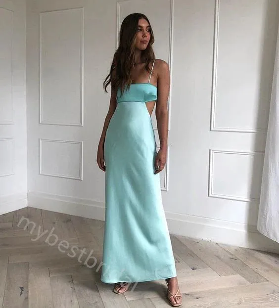Sexy Spaghetti Straps Sleeveless Sheath Floor Length Prom Dress,PDS11611