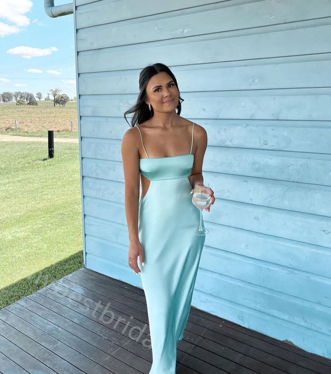 Sexy Spaghetti Straps Sleeveless Sheath Floor Length Prom Dress,PDS11611