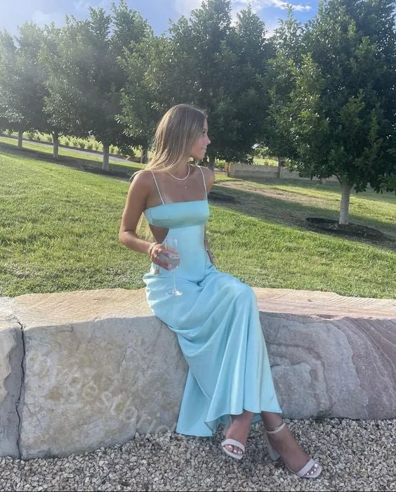 Sexy Spaghetti Straps Sleeveless Sheath Floor Length Prom Dress,PDS11611