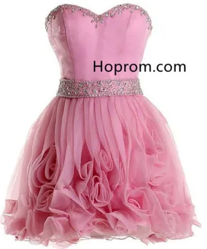 Short Cute Beading Homecoming Dress, Blush Pink Prom Dress