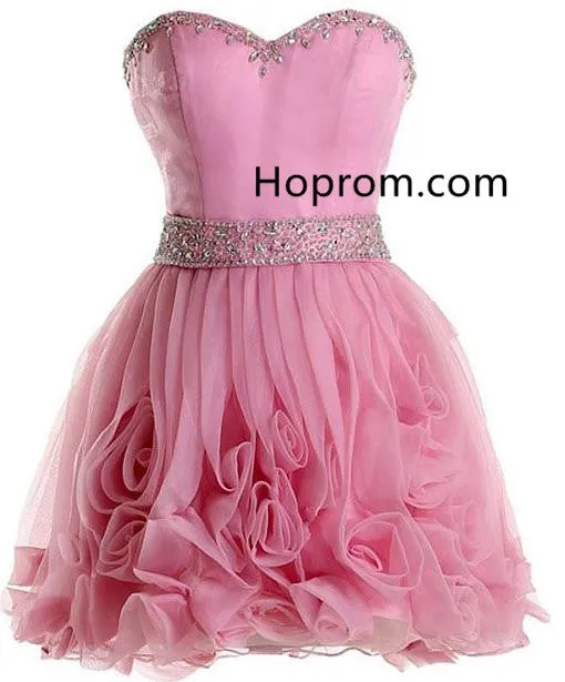 Short Cute Beading Homecoming Dress, Blush Pink Prom Dress