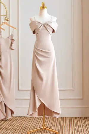 Simple Spaghetti Strap Long Prom Dresses, Pink Bridesmaid Dresses APP0813