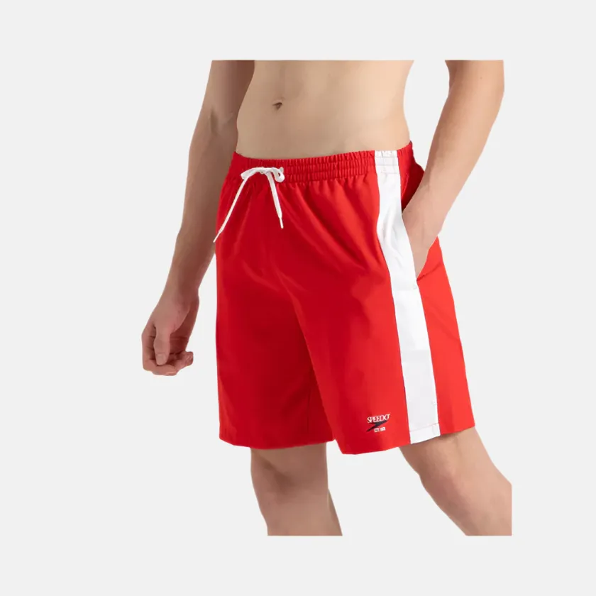Speedo 4 Way Comfort Stretch Steep Volley Men's Watershorts With Side Pockets -High Risk Red/White