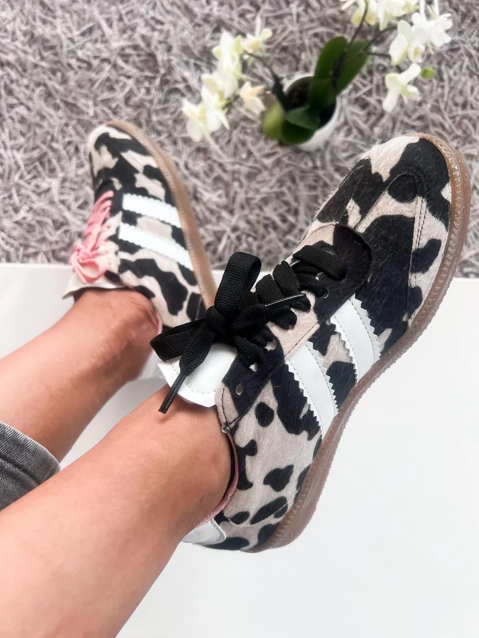 Sporty Valentina Cow Print Sneakers