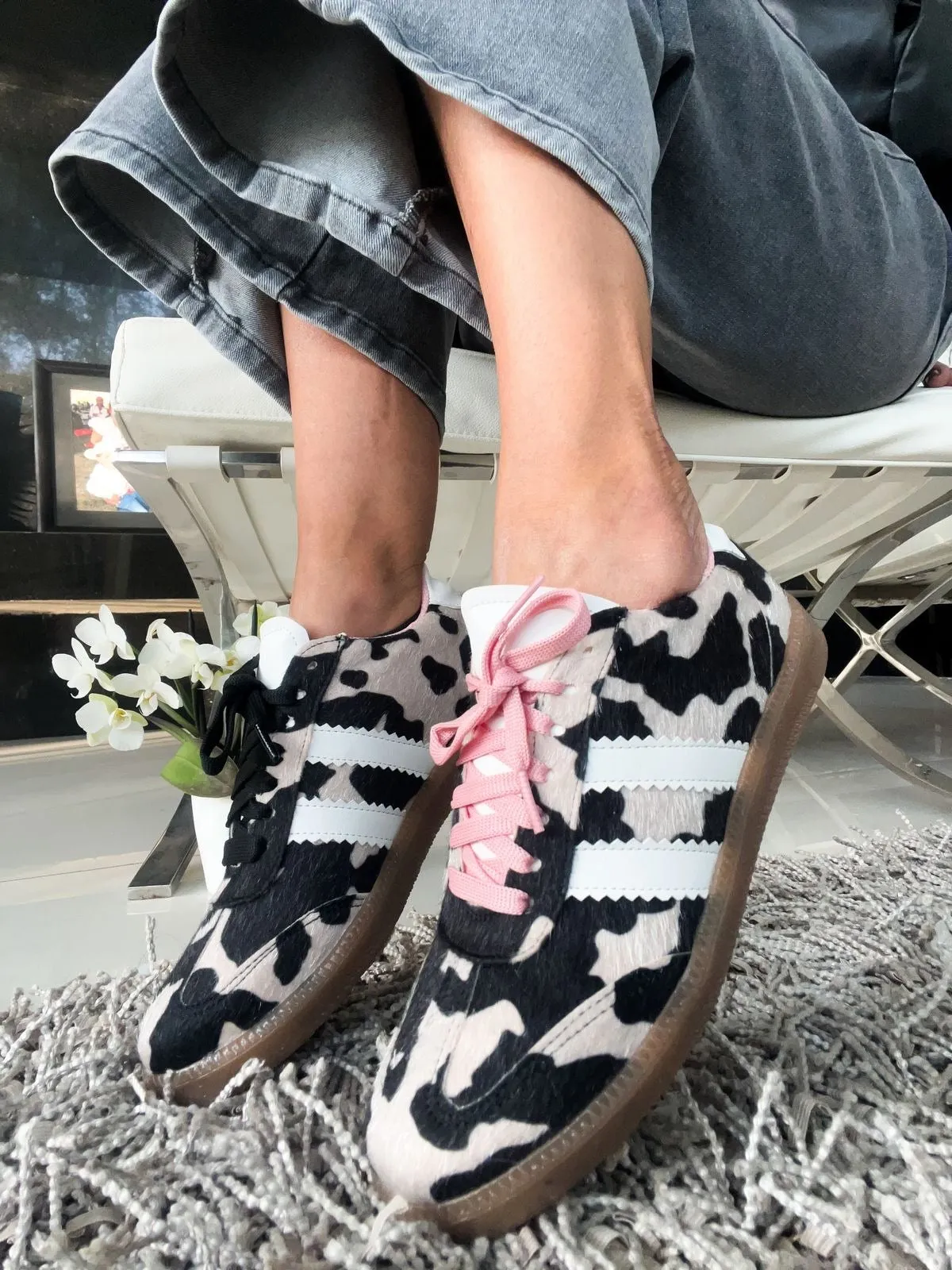 Sporty Valentina Cow Print Sneakers