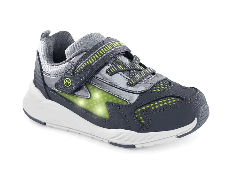 Stride Rite Boys Light-Up Zips Cosmic Sneaker - Grey/Green