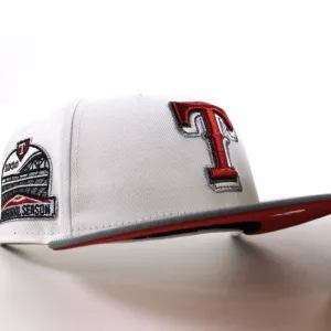 Texas Rangers 2020 Inaugural Season New Era 59Fifty Fitted Hat (White Stone Gray Red Under Brim)