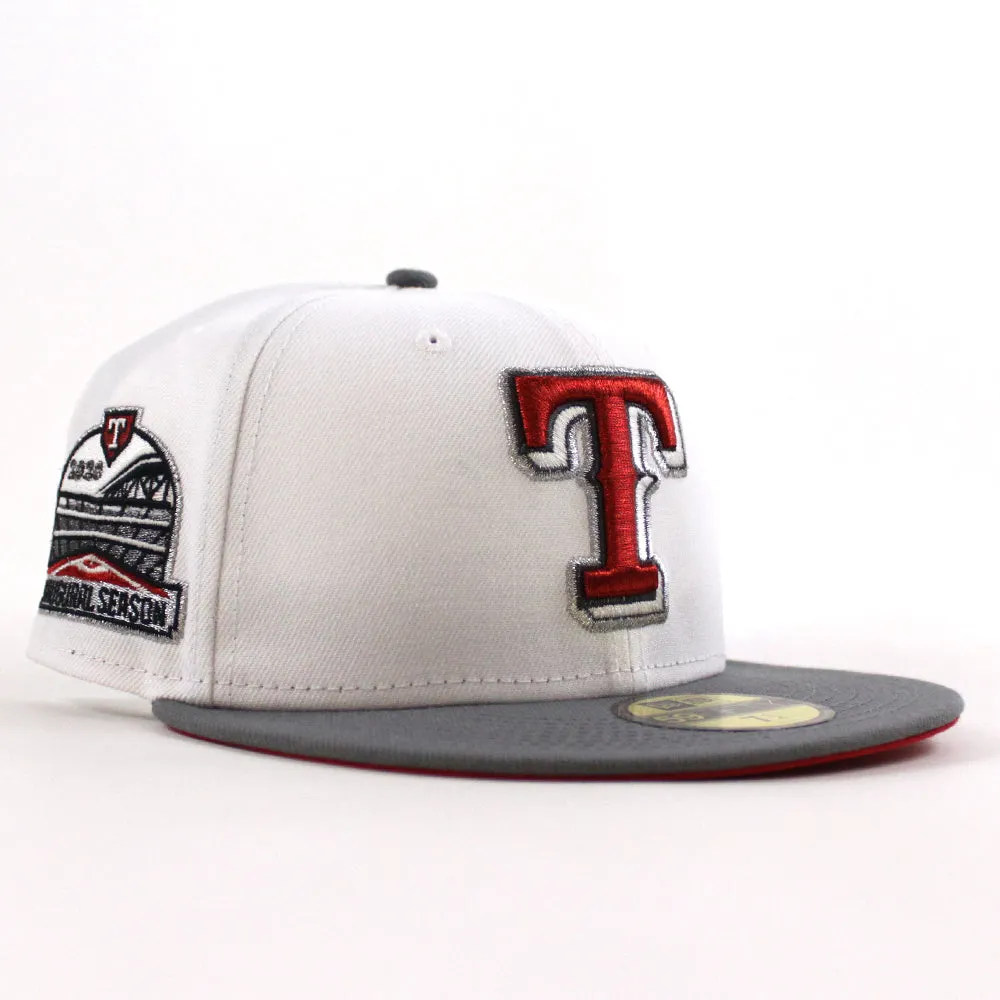 Texas Rangers 2020 Inaugural Season New Era 59Fifty Fitted Hat (White Stone Gray Red Under Brim)