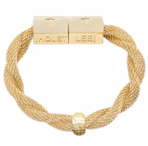 Twisted Mesh Bracelet Gold with Stone