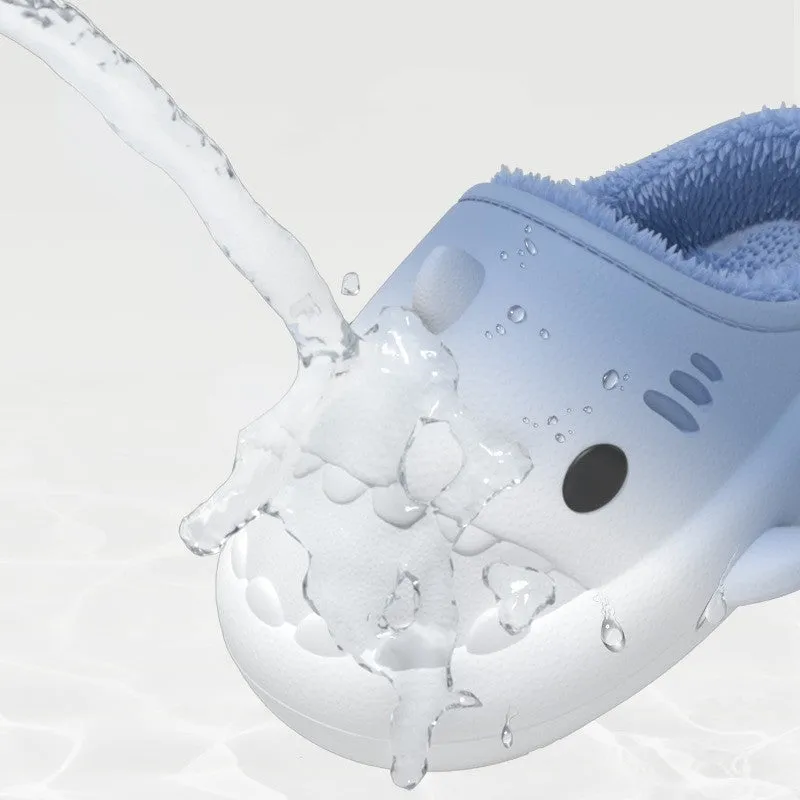 Waterproof Gradient Shark Cotton Slipper