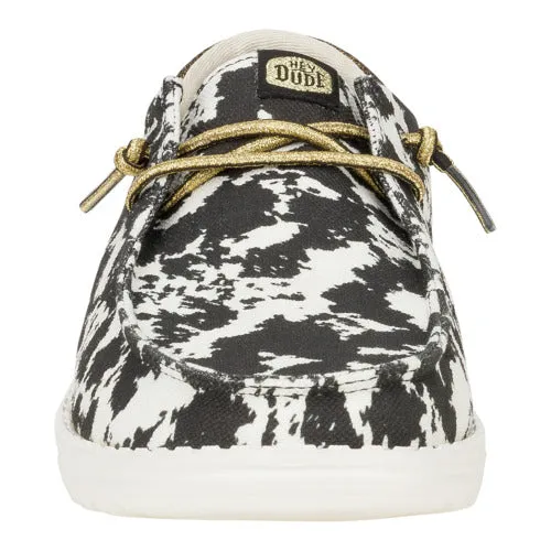 Wendy Funk Cowgirl - White/Black Cow Print