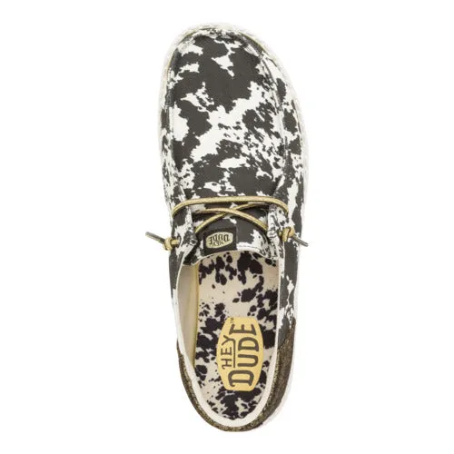 Wendy Funk Cowgirl - White/Black Cow Print